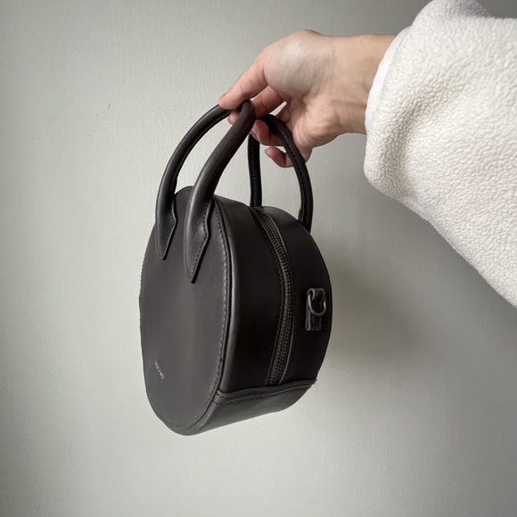 Brown/Grey Mini Matt & Nat Circle Purse - Vegan Leather - Picture 3 of 5